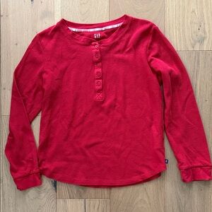 GAP Red Long Sleeve Pajama Top
